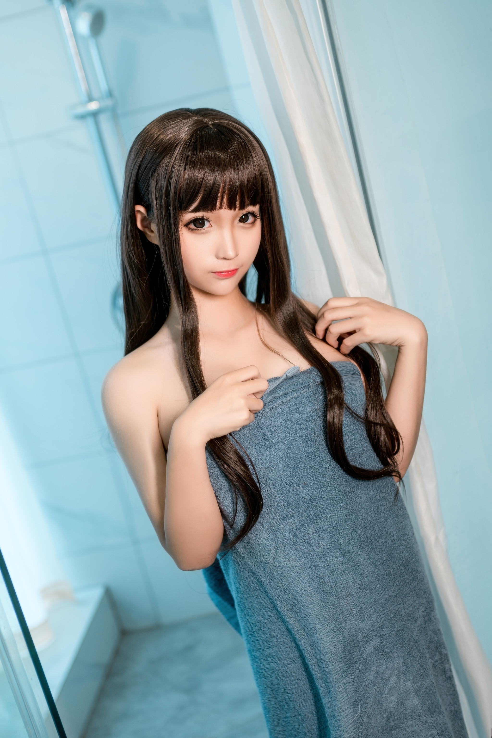 图片[1]-蠢沫沫 – NO.184 沫沫真爱版 灰浴巾 [40P]-XikXak